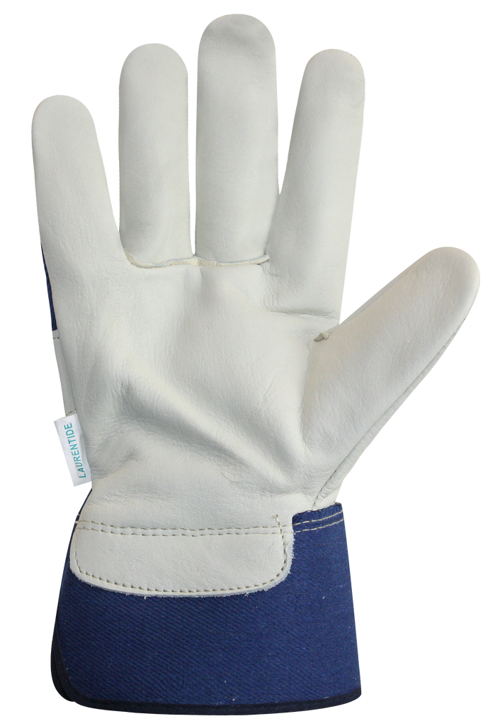 Foam Insulated Cowhide/Cotton Gloves, White/Navy