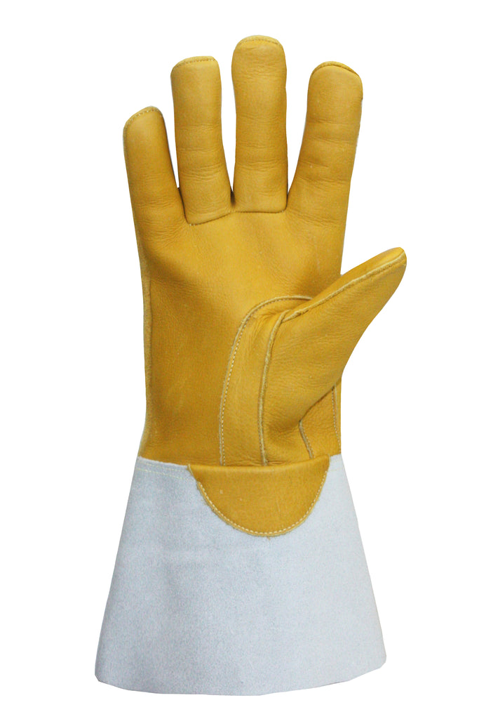 Split Back Deerskin Palm Welding Gloves, Beige