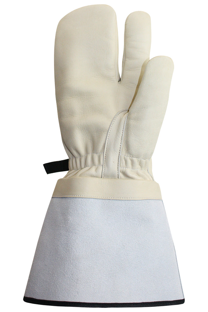 Extreme Cold 3-Finger Lineman Gloves. Cream