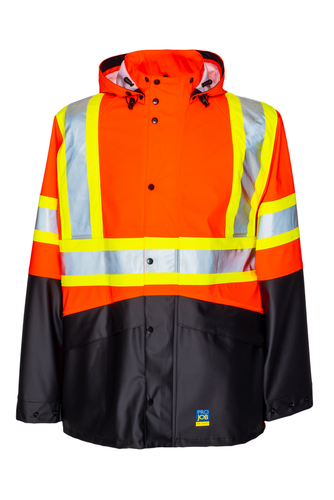 Hi-Vis Waterproof Jacket, Orange/Black