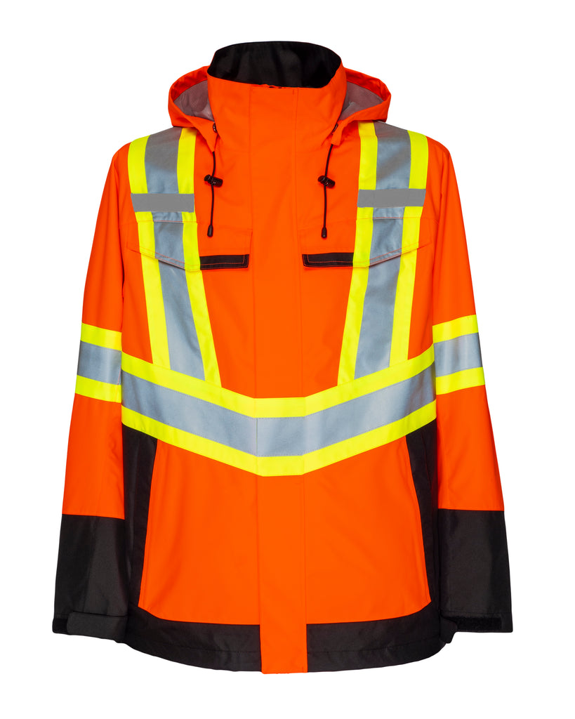 Hi-Vis Breathable Waterproof Jacket, Orange/Black