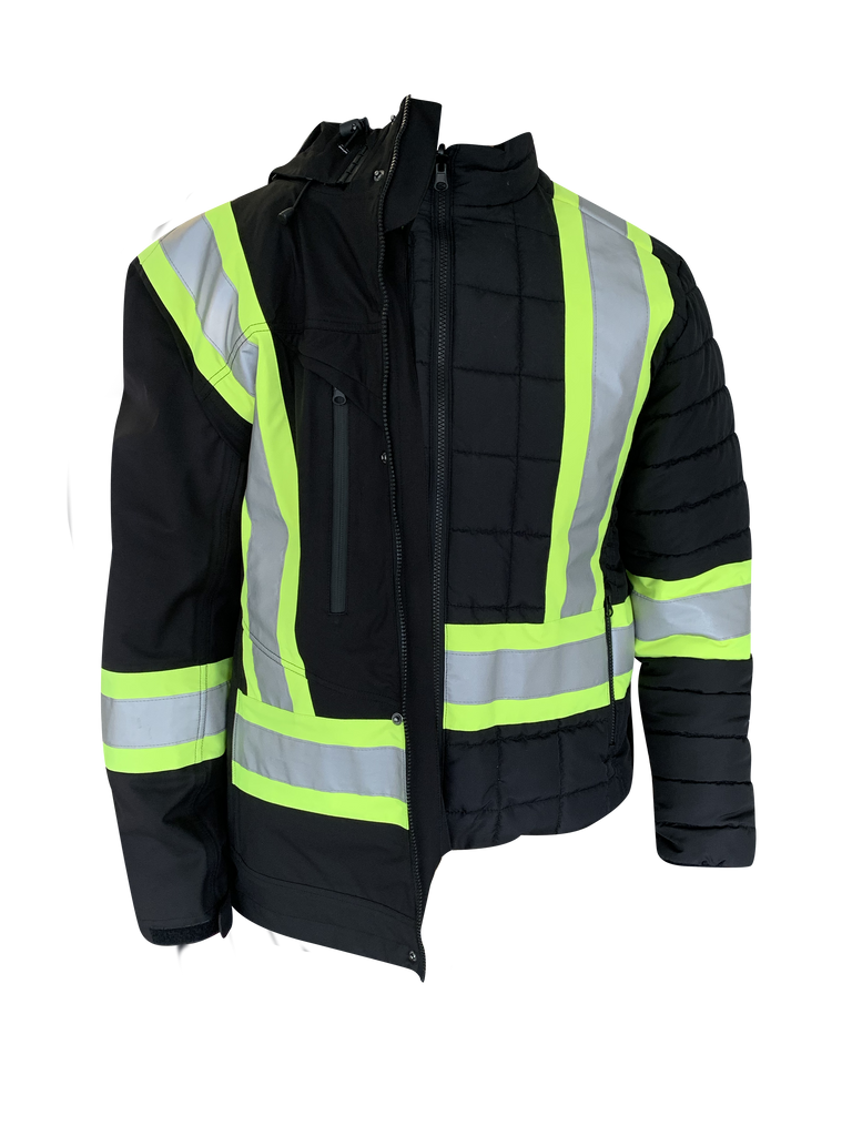 CSA Class 1 - 3-in-1 Insulated Jacket - P4424CSA, Black/Yellow